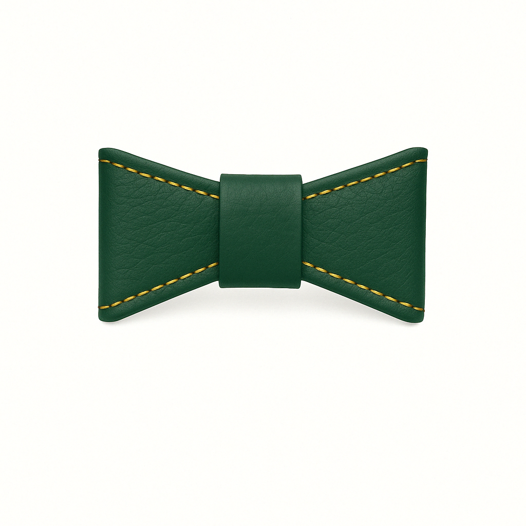 Pajarita de cuero para collar color Crema.