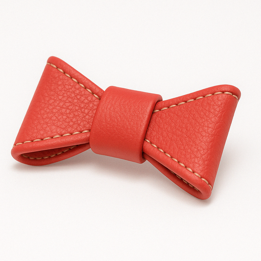 Pajarita de cuero para collar color Crema.