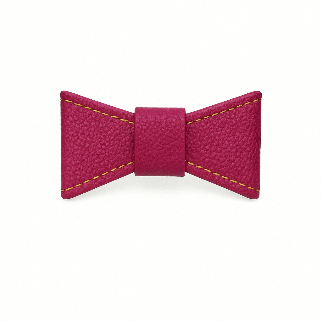 Pajarita de cuero para collar color Crema.