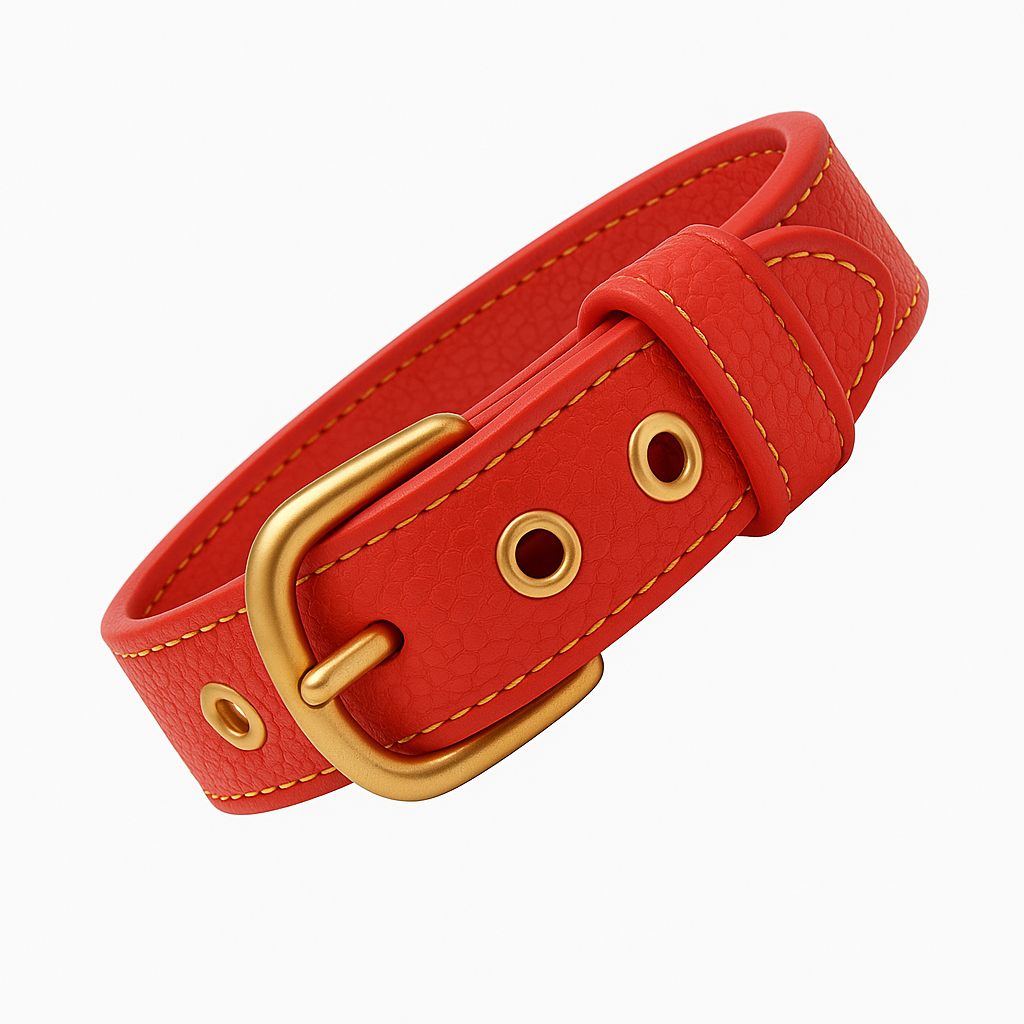 Collar Colección Luxury en cuero Rojo.