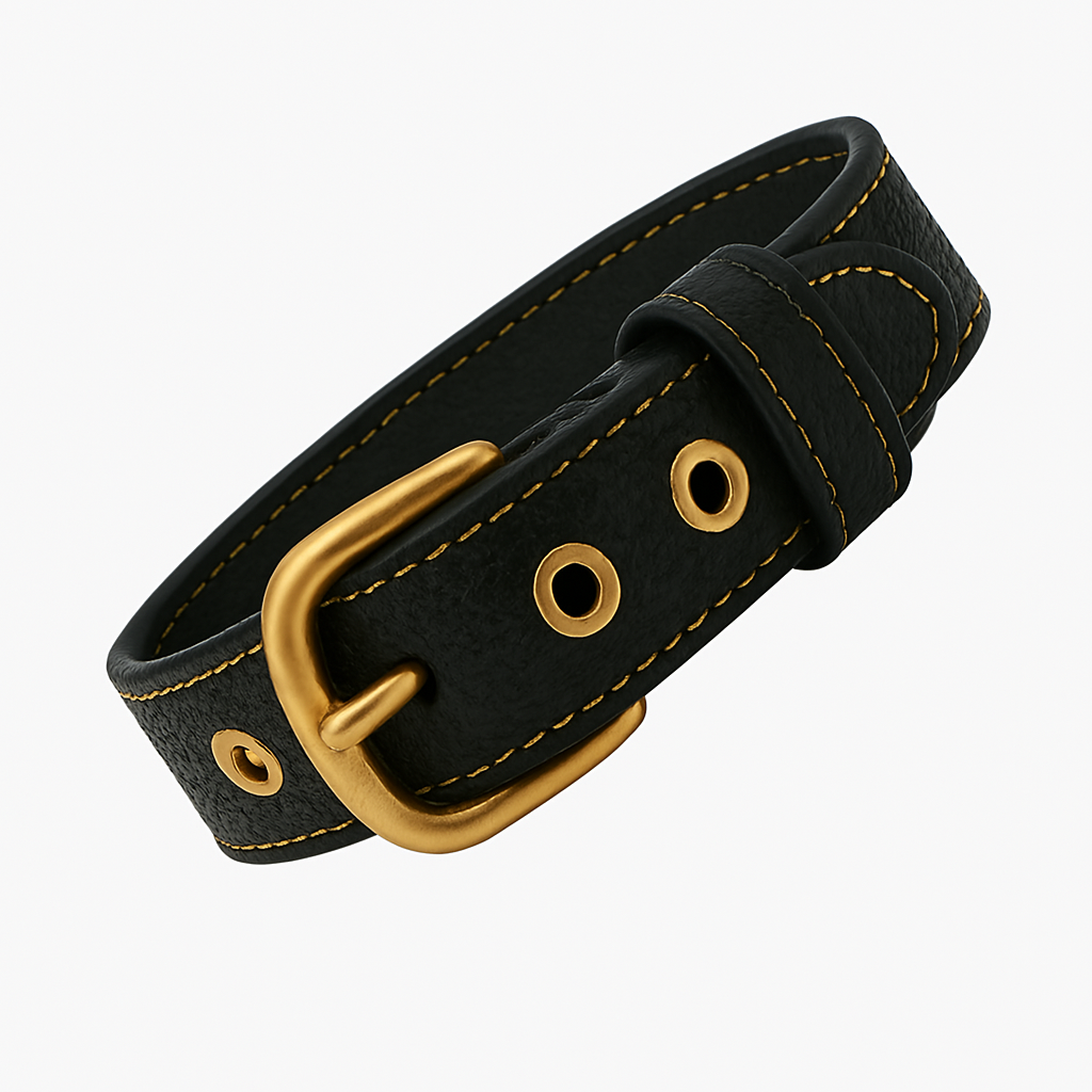 Collar Colección Luxury en cuero negro.