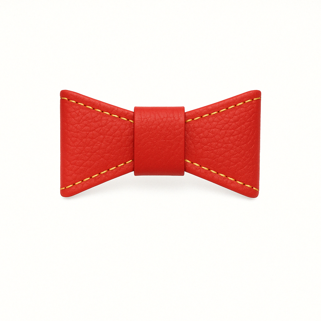 Pajarita de cuero para collar color Crema.