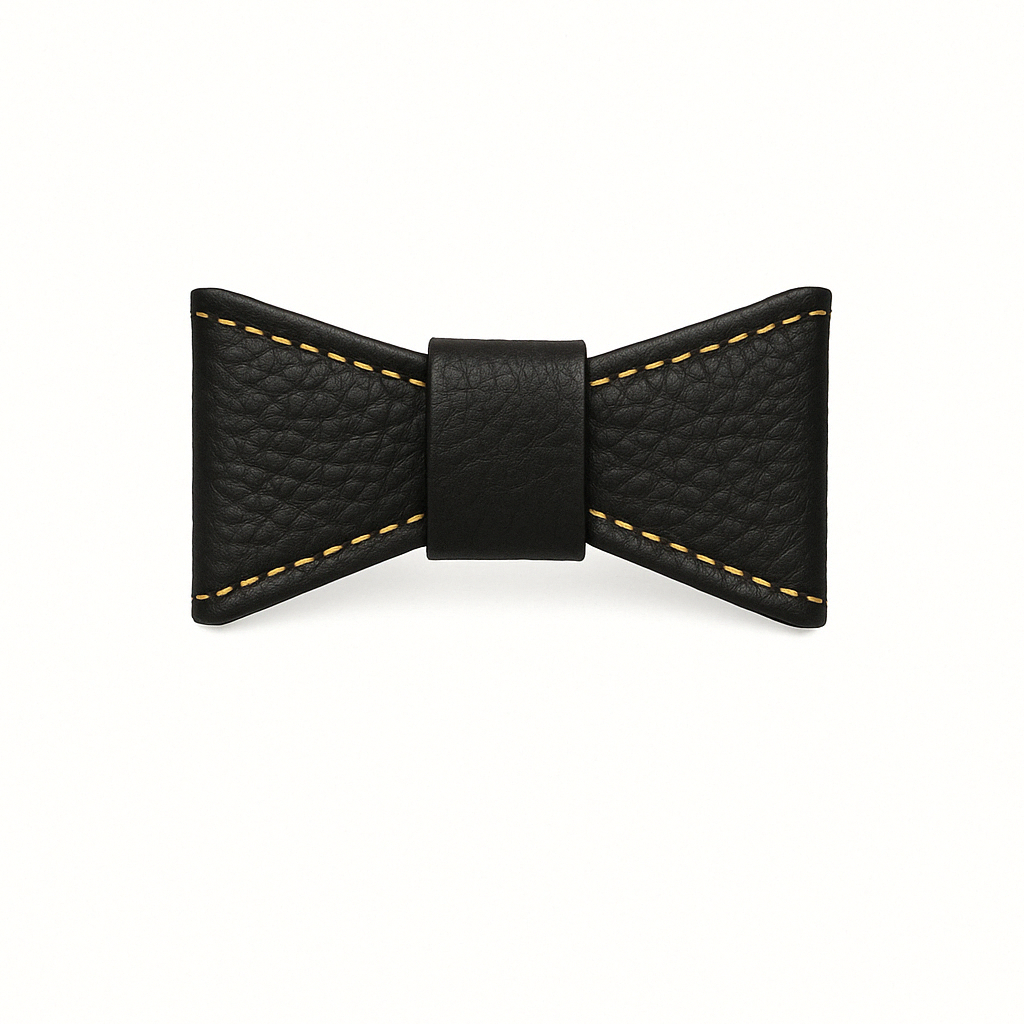 Pajarita de cuero para collar color Crema.