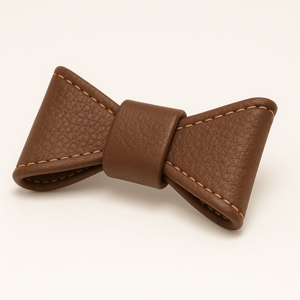 Pajarita de cuero para collar color Crema.