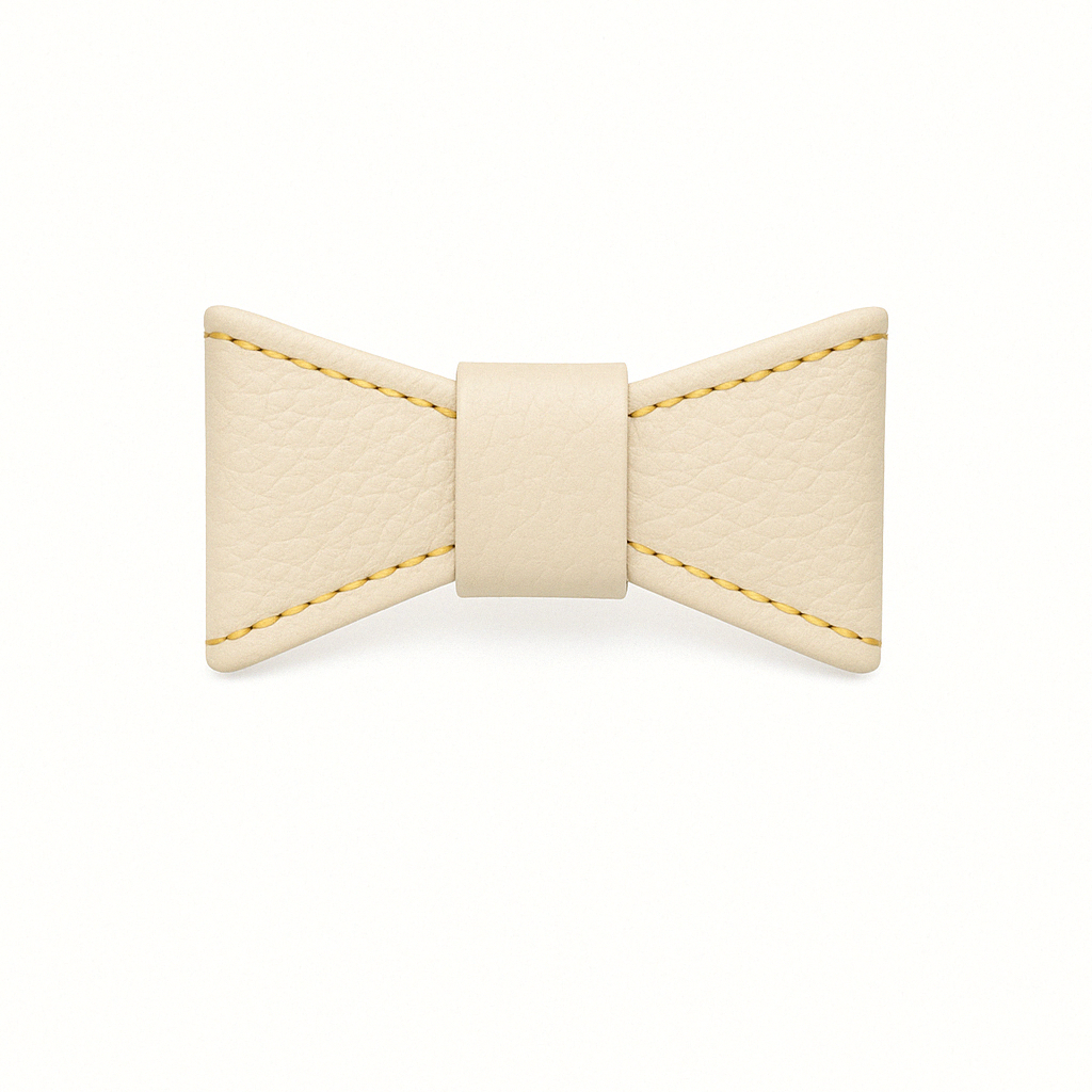 Pajarita de cuero para collar color Crema.