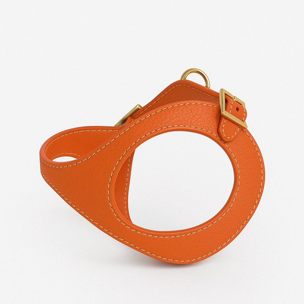 Arnés perro de Cuero Naranja