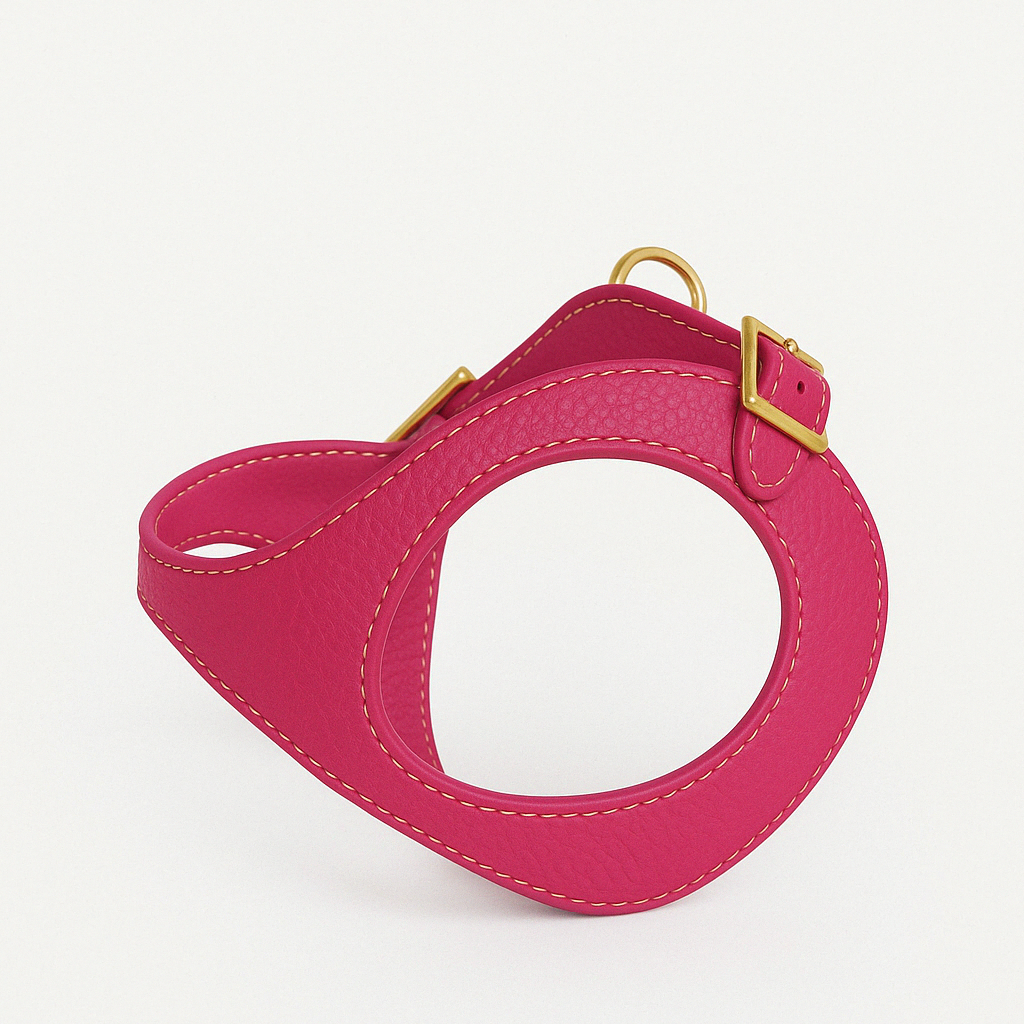 Arnés perro de Cuero Rosa