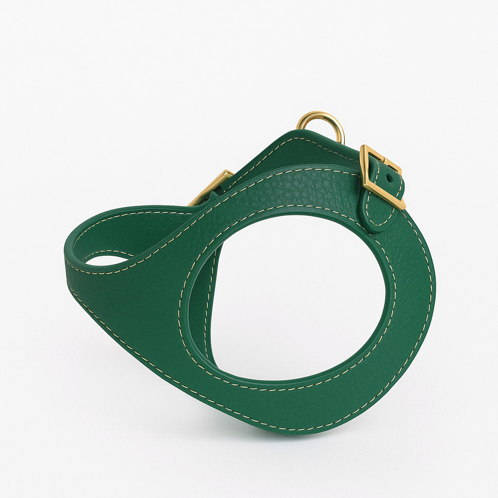 Arnés perro de Cuero Verde
