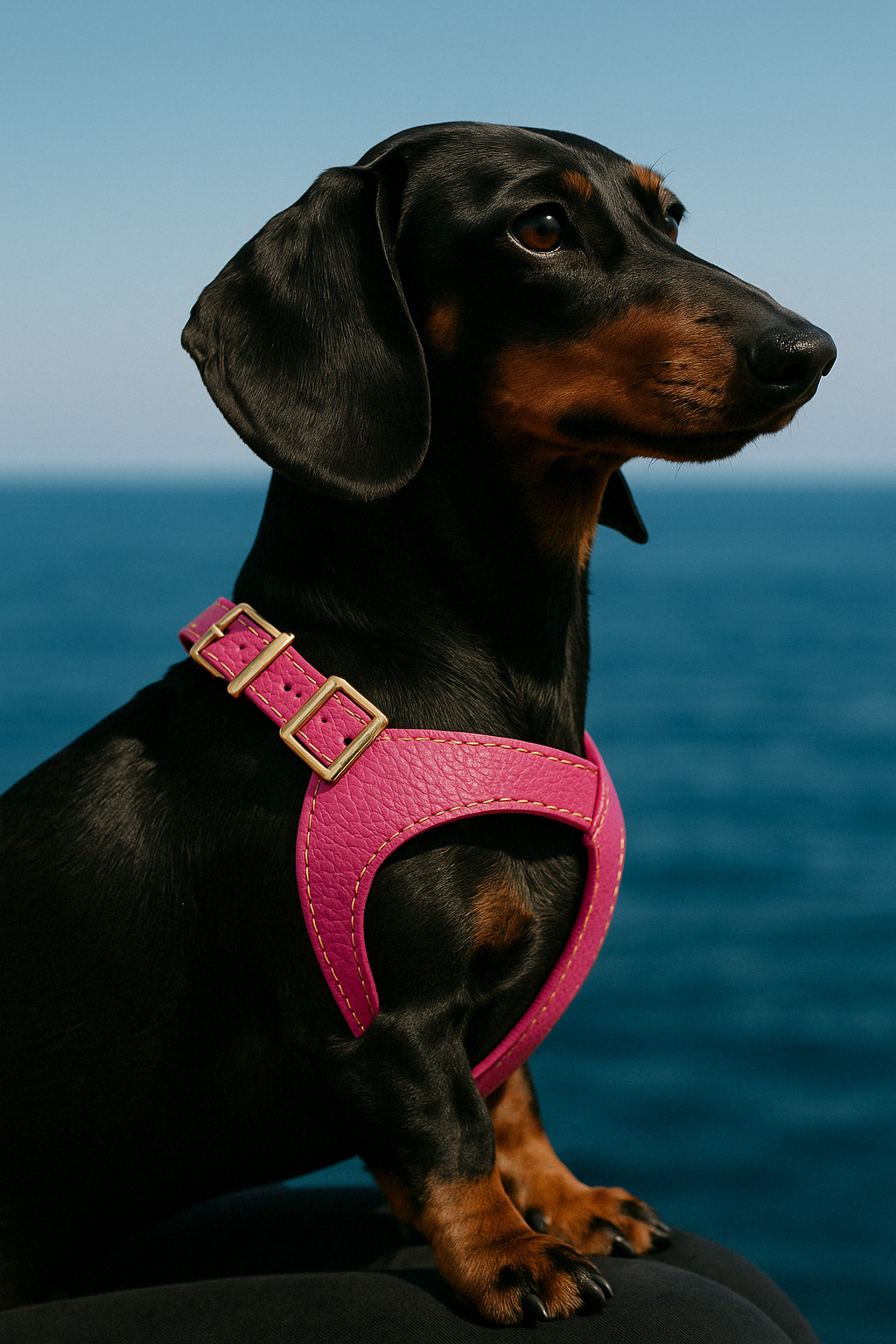 Arnés perro de Cuero Rosa