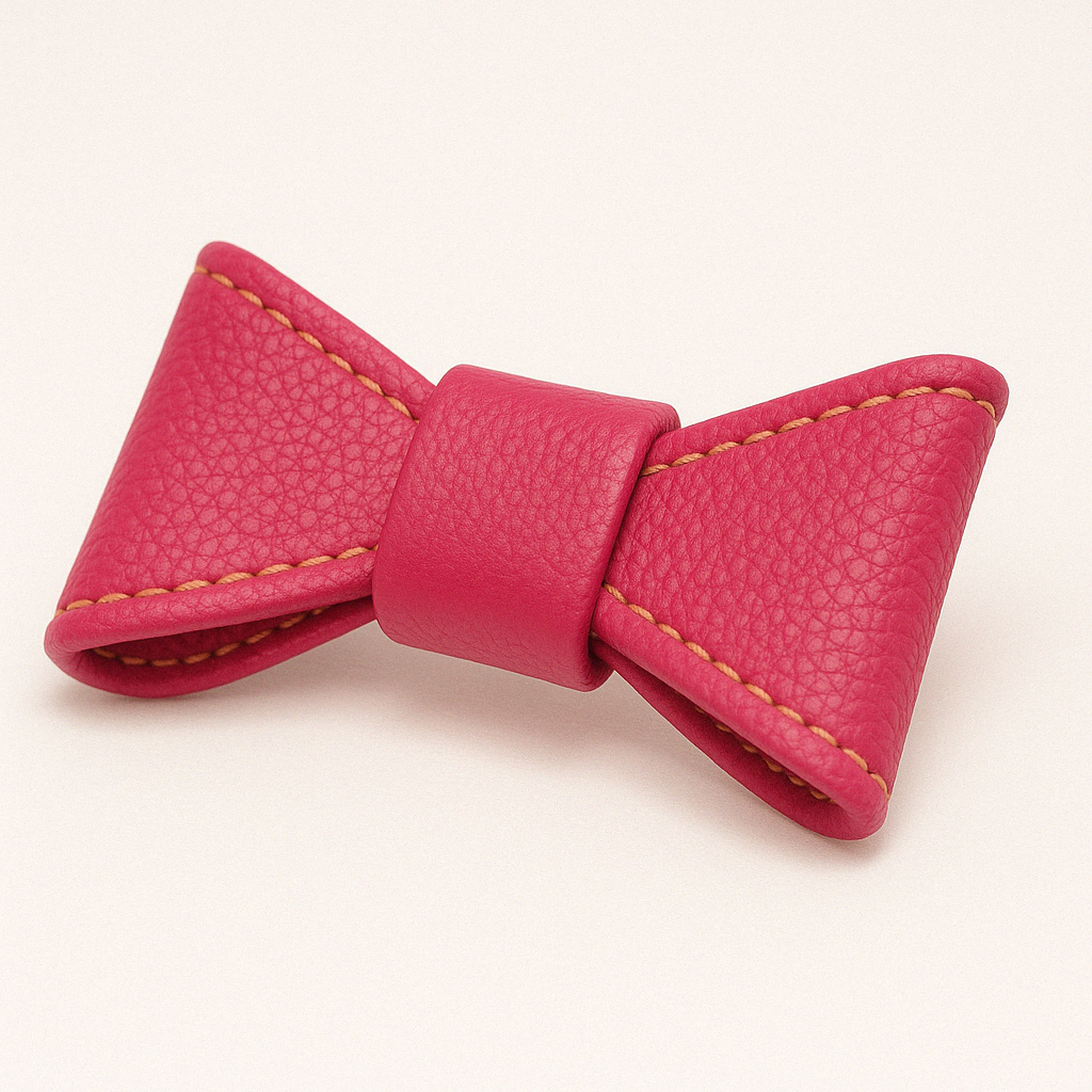 Pajarita de cuero para collar color Crema.