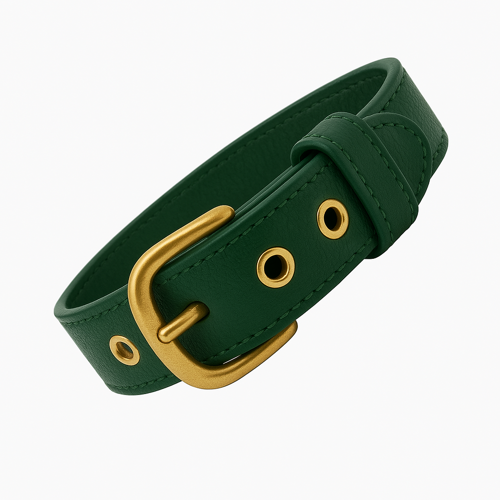 Collar Colección Luxury en cuero Verde.