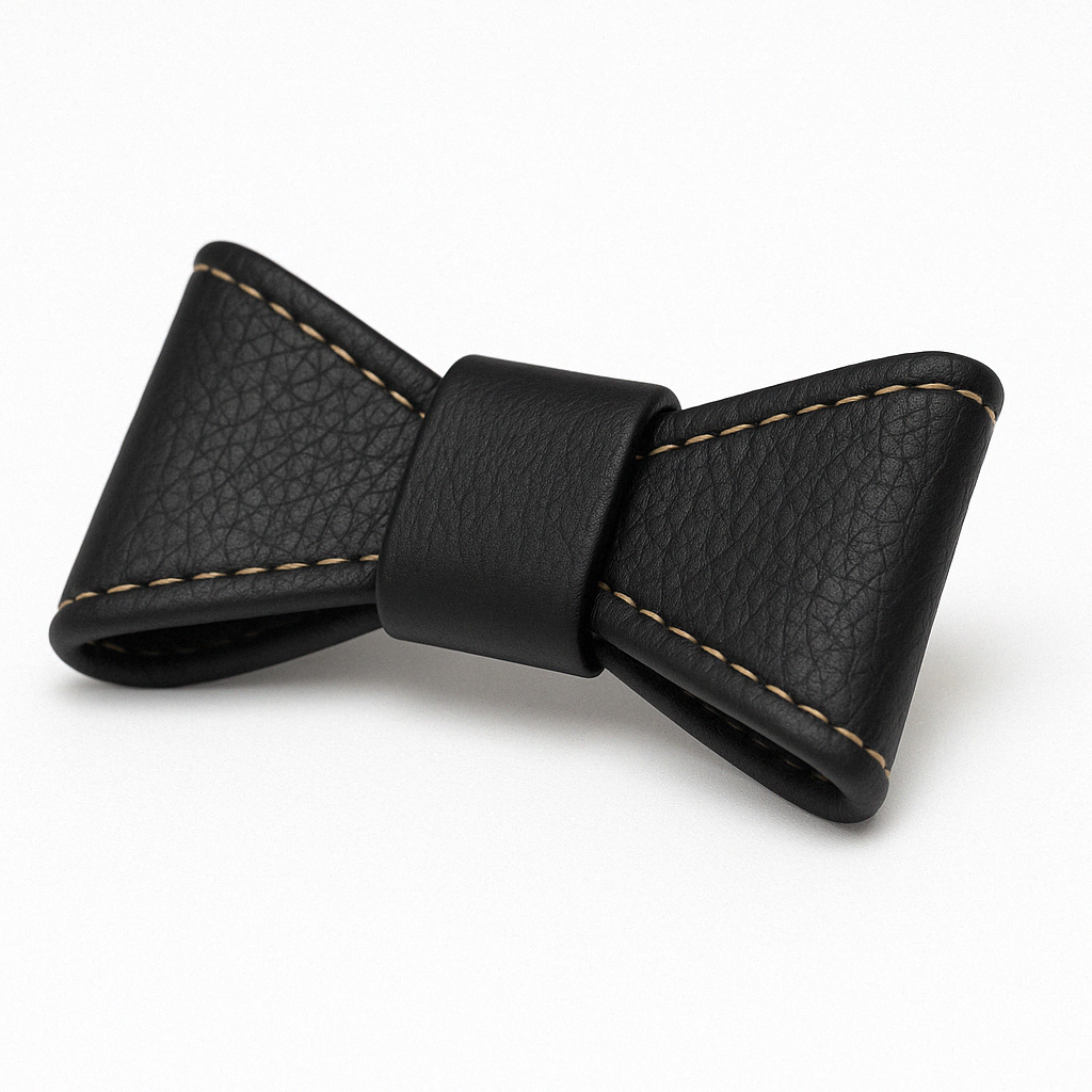 Pajarita de cuero para collar color Crema.