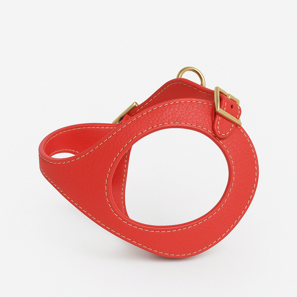 Arnés perro de Cuero Rojo