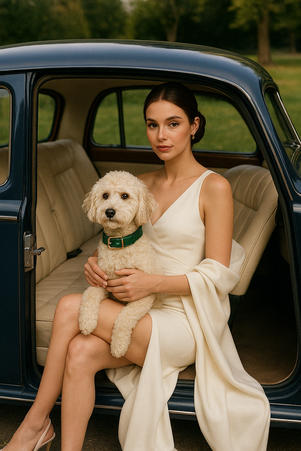 Collar Colección Luxury en cuero Verde.