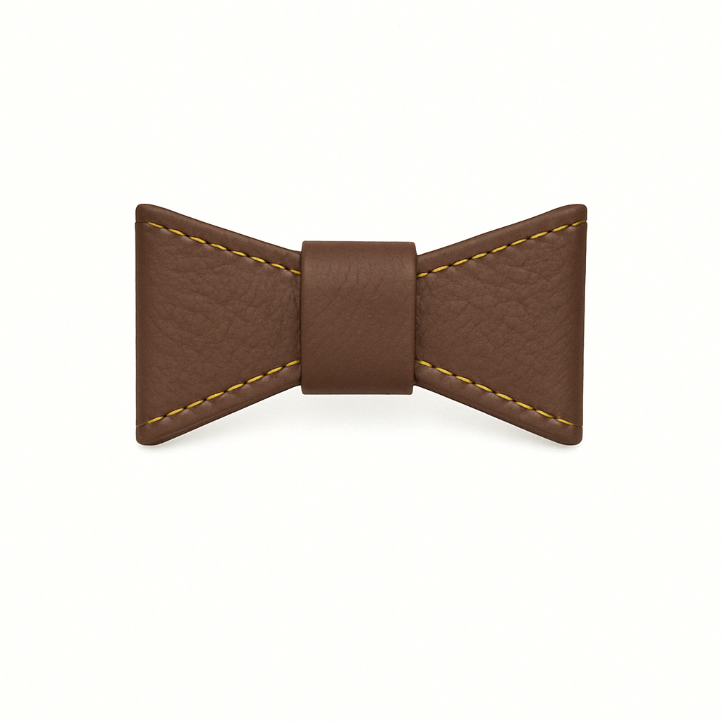 Pajarita de cuero para collar color Crema.